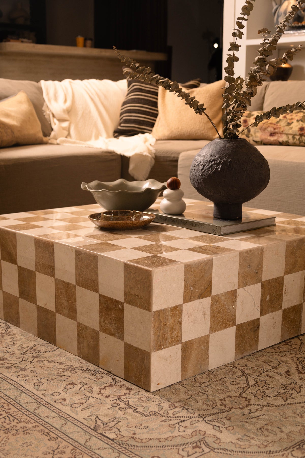 Damier Coffee Table - Gold