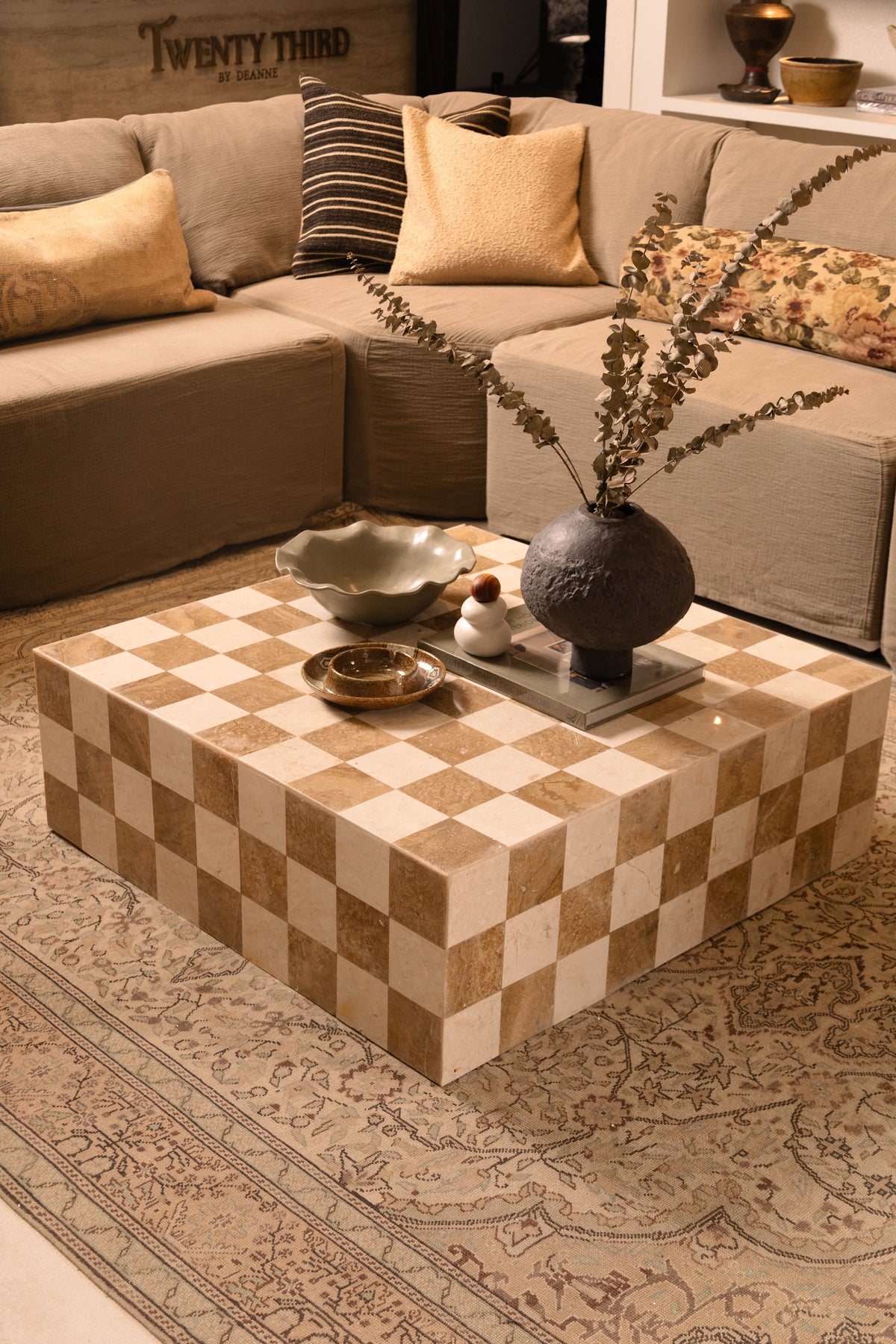 Damier Coffee Table - Gold
