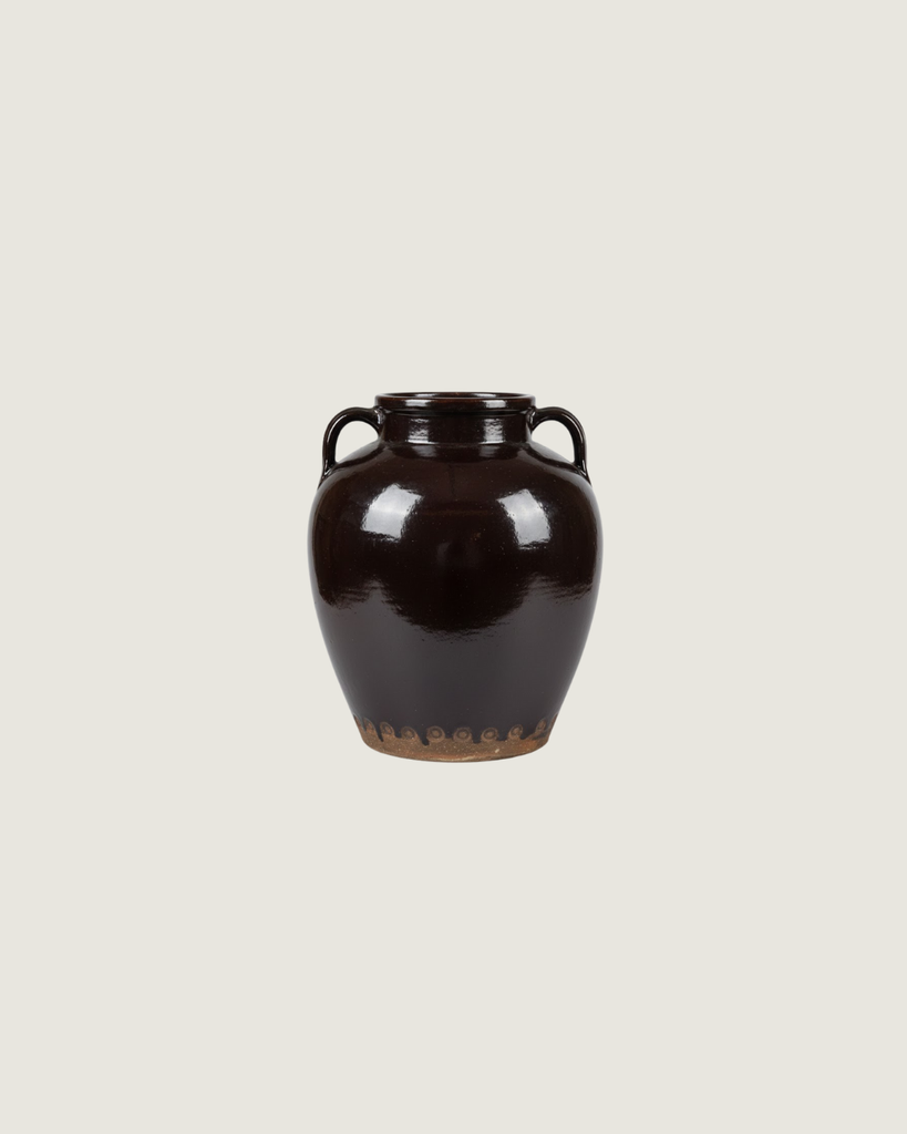 Glazed Chinese Earthen Pot with Handles