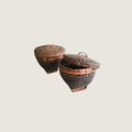Indonesian Rattan and Wood Basket